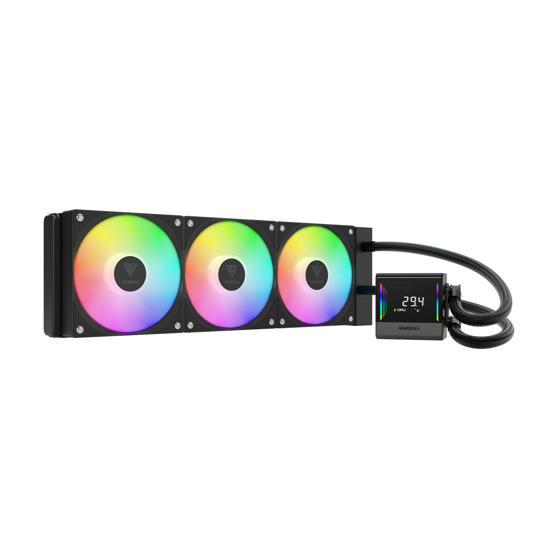 GAMDIAS CHIONE E4-360 AIO Digital Display Infinity Mirror Liquid Cooler - Black GAMDIAS CHIONE E4-360 AIO Digital Display Infinity Mirror Liquid Cooler - Black